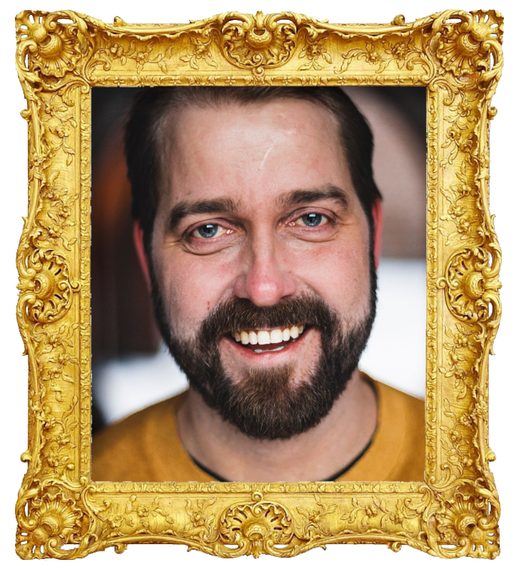 Headshot photo of Olli Wermskog surrounded with an ornate golden frame.