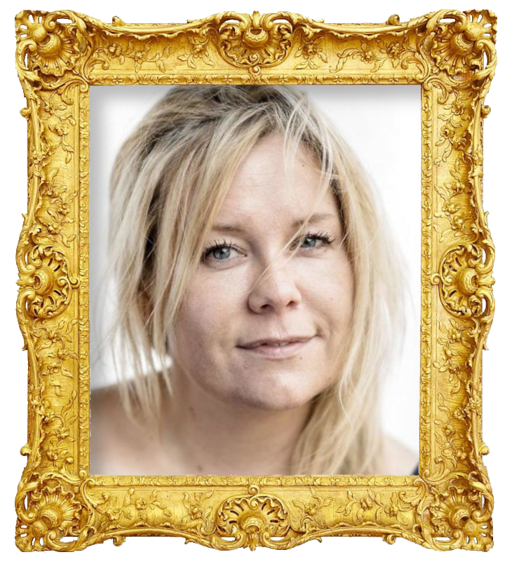 Headshot photo of Linda Pedersen (aka Linda P) surrounded with an ornate golden frame.
