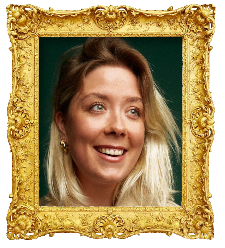 Headshot photo of Sofie Kaufmanas surrounded with an ornate golden frame.