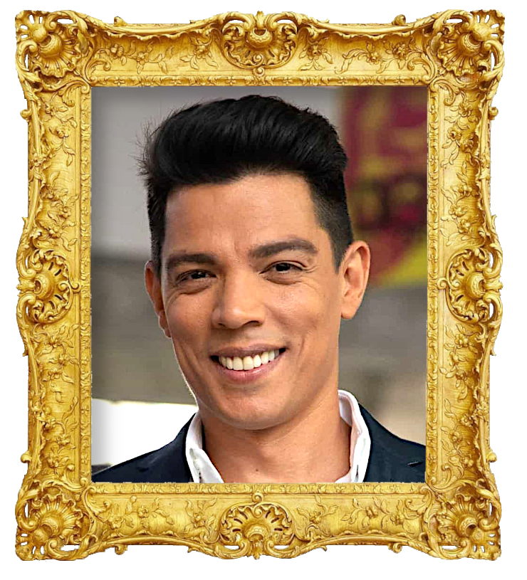 Headshot photo of Vasco Palmeirim surrounded with an ornate golden frame.