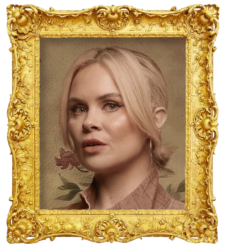 Headshot photo of Joanne McNally surrounded with an ornate golden frame.