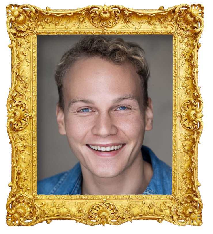 Headshot photo of Elias Salonen surrounded with an ornate golden frame.