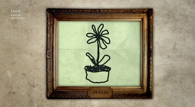 Josh’s GPS drawing of a flower in a plant pot, displayed in a frame.