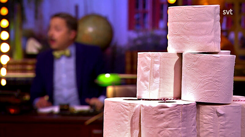 Image of the prize up for grabs in this episode: a year’s supply of toilet paper.