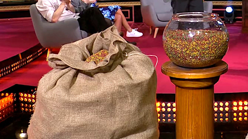 Image of the prize in this episode: a year’s worth of fish pellets, as used in the ‘Collect fish pellets in a fishbowl’ task.