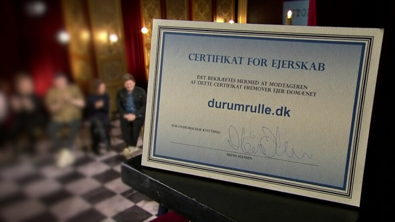 Image of the prize up for grabs in this episode: Heino Hansen’s web domain, durumrulle.dk.