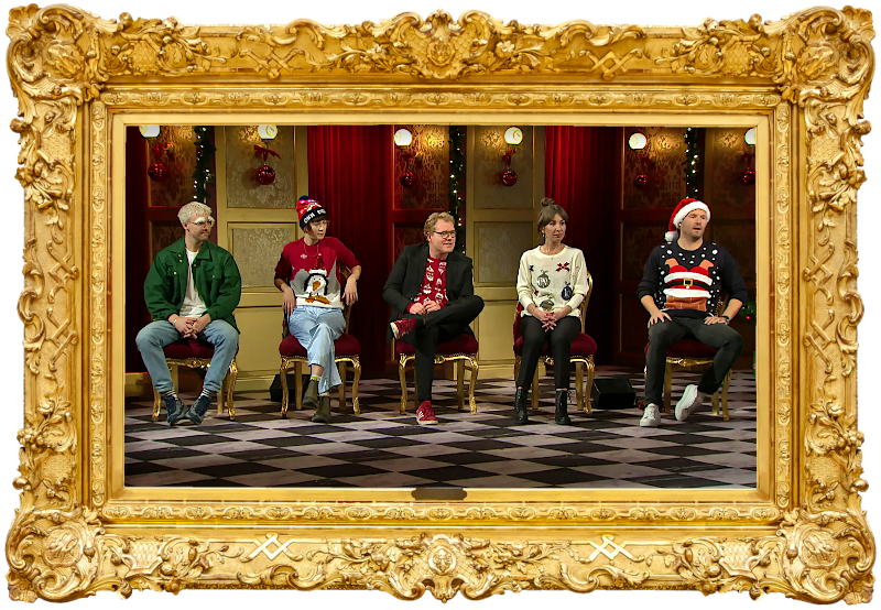 Cover image for the fourth Christmas special of the Danish show Stormester, picturing the cast of the special.