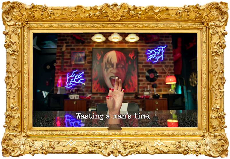 Image of a mannequin hand with three fingers missing, on the table in the study of the Taskmaster AU house (a reference to the 'Advertise a finger' task), with the episode title 'Wasting a man's time' superimposed on it. Image of a mannequin hand with three fingers missing, on the table in the study of the Taskmaster AU house (a reference to the 'Advertise a finger' task), with the episode title 'Wasting a man's time' superimposed on it.