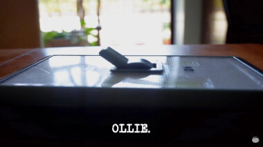 Image of a light switch, laid horizontally on a table (a reference to the 'Work out what the switch does' task), with the episode title, 'OLLIE', superimposed on it.
