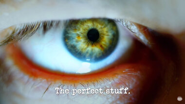 Image of a person's eye (a reference to the 'Don’t blink' task), with the episode title, 'The perfect stuff', superimposed on it.