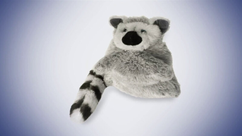 Image of the prize up for grabs in this episode: Freddie Highmore’s plush hand puppet, named Raccoon.