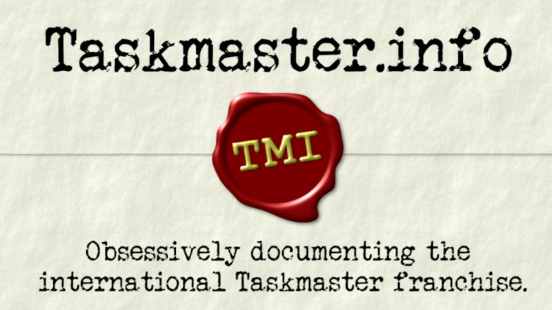 TaskMaster.info branded image, featuring the site logo (in the style of a Taskmaster wax seal), name, and tagline, on a paper background texture.