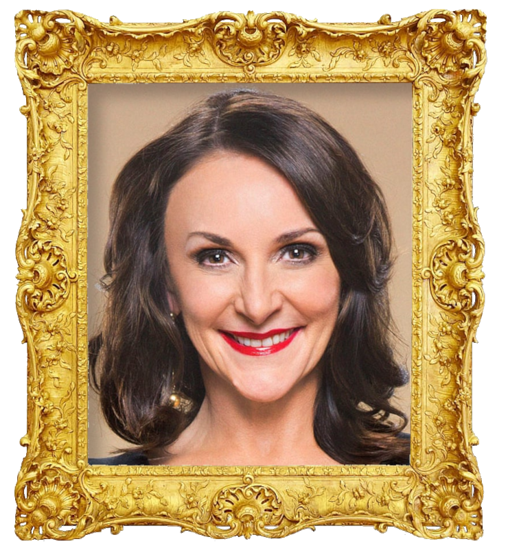 Headshot photo of Shirley Ballas surrounded with an ornate golden frame.