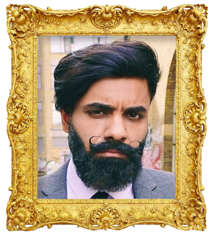 Headshot photo of Paul Chowdhry surrounded with an ornate golden frame.