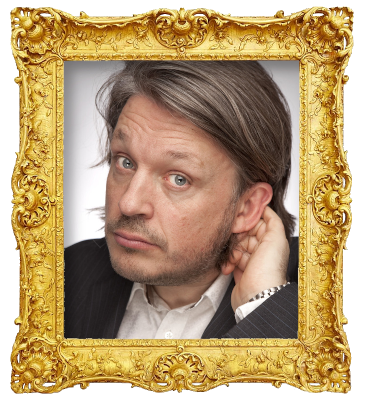 Headshot photo of Richard Herring surrounded with an ornate golden frame.