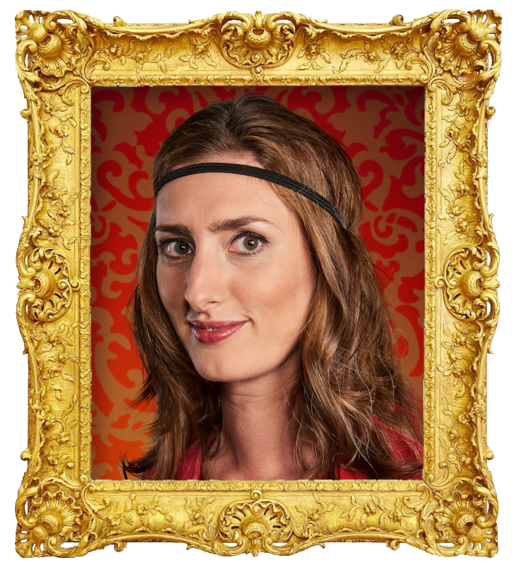 Headshot photo of Jessica Knappett surrounded with an ornate golden frame.