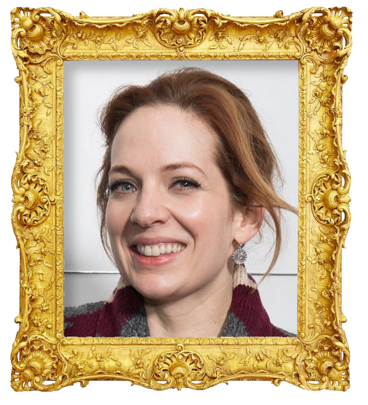 Headshot photo of Katherine Parkinson surrounded with an ornate golden frame.
