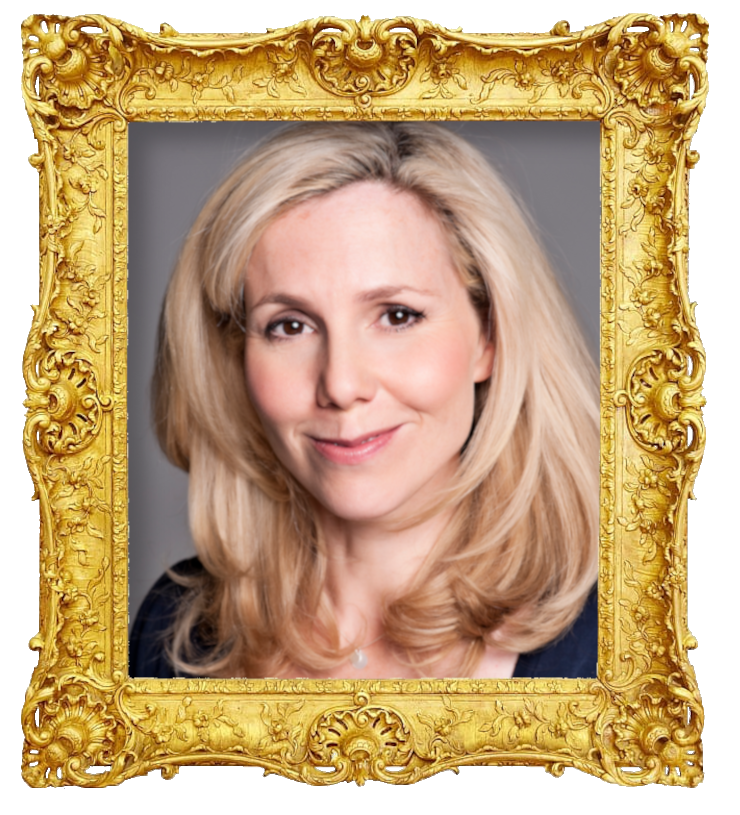Headshot photo of Sally Phillips surrounded with an ornate golden frame.