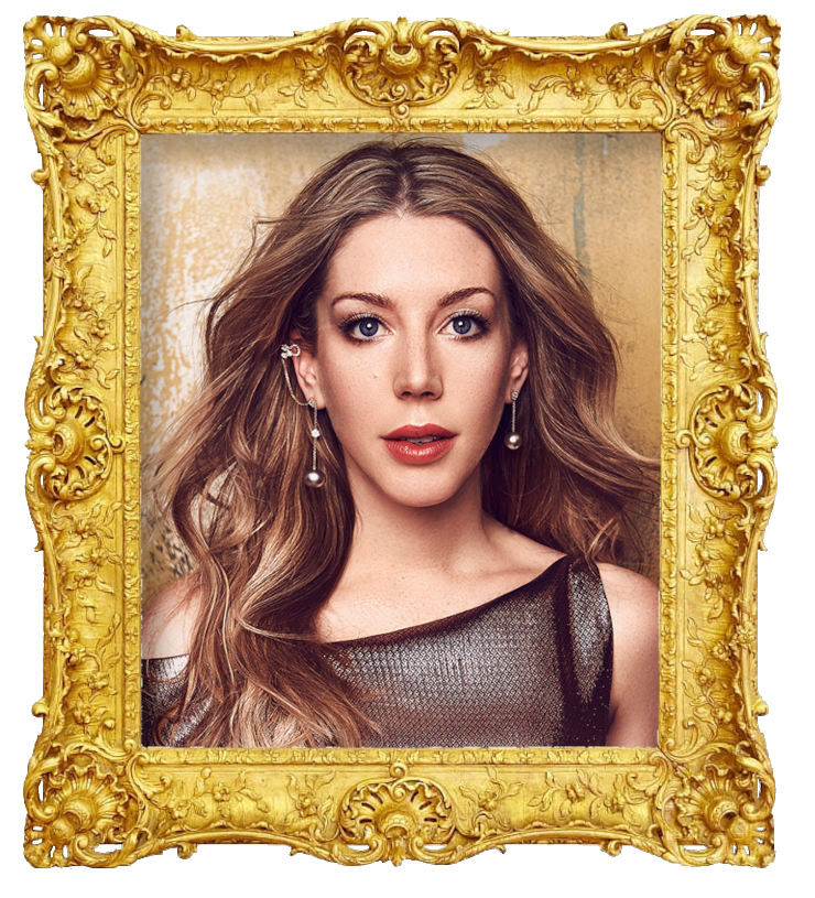 Headshot photo of Katherine Ryan surrounded with an ornate golden frame.