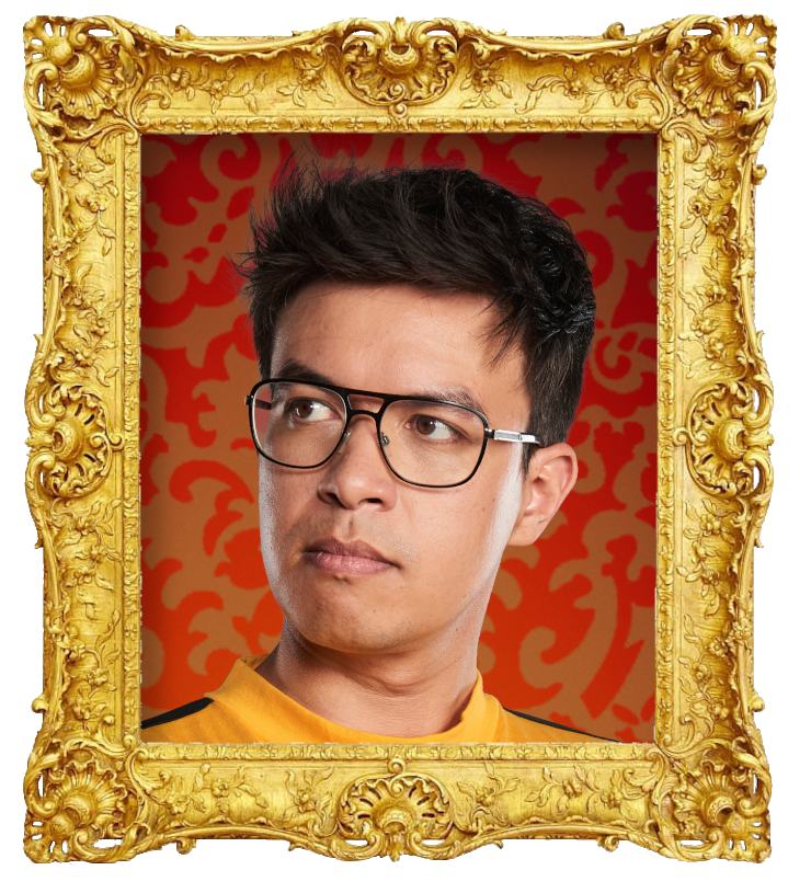 Headshot photo of Phil Wang surrounded with an ornate golden frame.