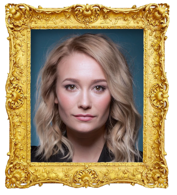 Headshot photo of Ellen Bergström surrounded with an ornate golden frame.