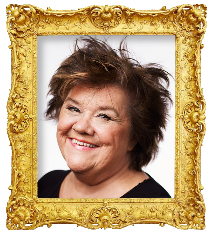 Headshot photo of Ann Westin surrounded with an ornate golden frame.