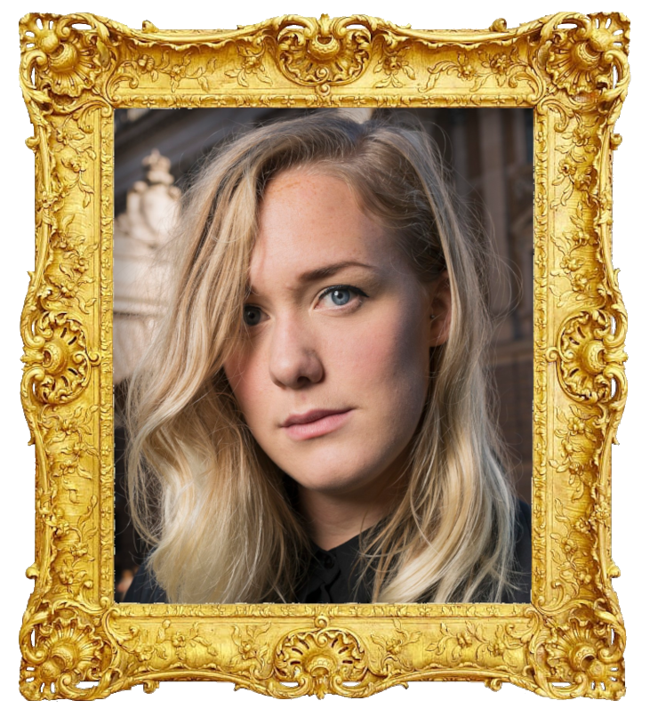 Headshot photo of Moa Lundqvist surrounded with an ornate golden frame.