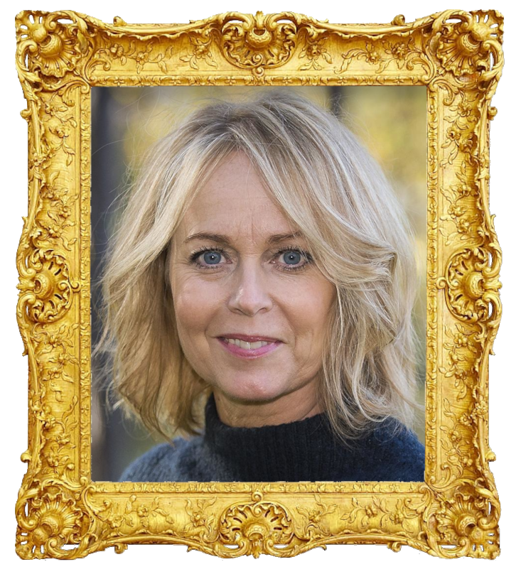 Headshot photo of Annika Andersson surrounded with an ornate golden frame.