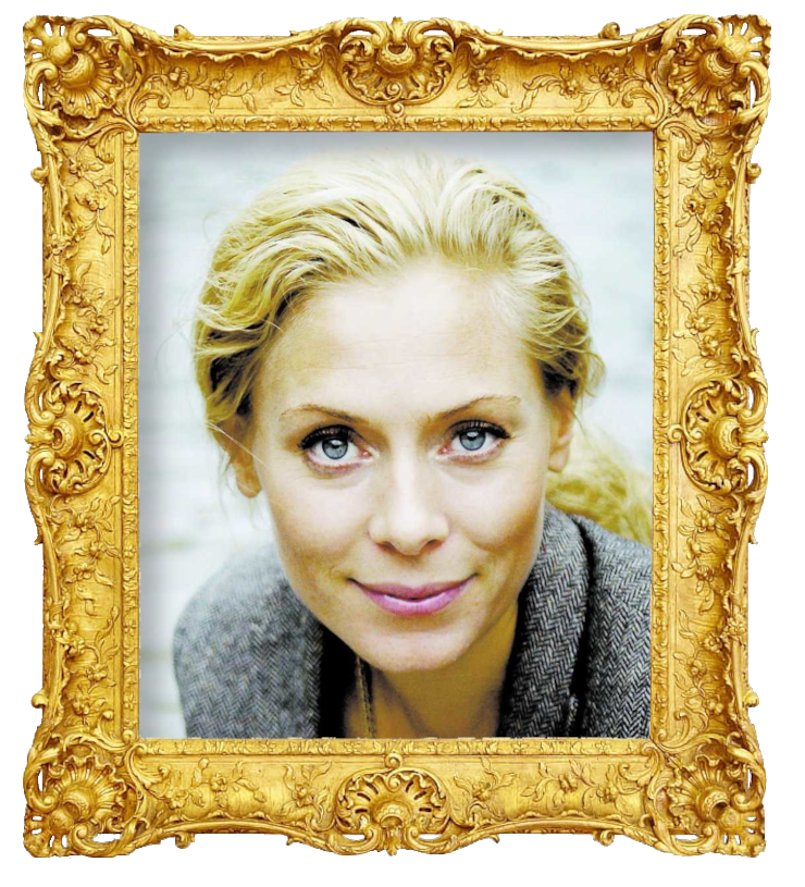 Headshot photo of Eva Röse surrounded with an ornate golden frame.