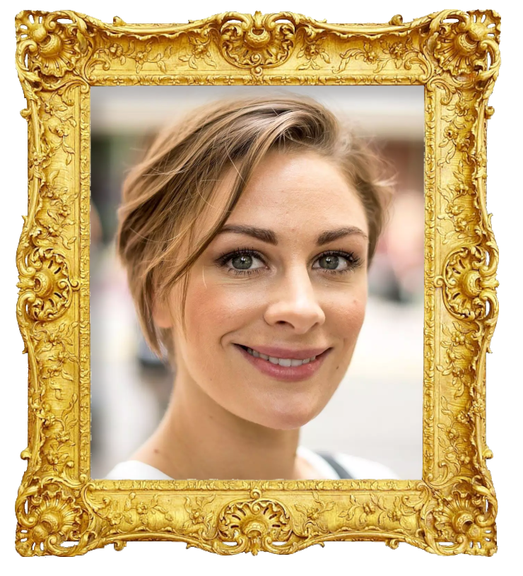 Headshot photo of Jenny Skavlan surrounded with an ornate golden frame.