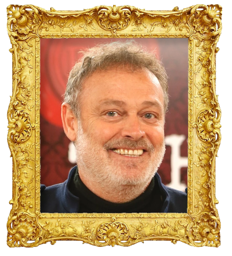 Headshot photo of Pablo Carbonell surrounded with an ornate golden frame.