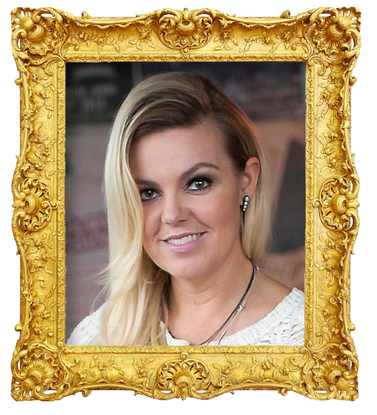 Headshot photo of Lina Rafn surrounded with an ornate golden frame.