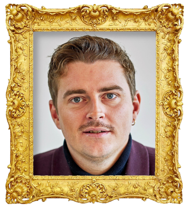 Headshot photo of Jesper Groth surrounded with an ornate golden frame.