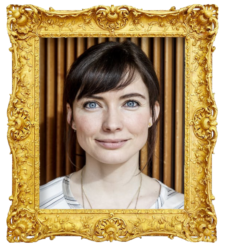Headshot photo of Neel Rønholt surrounded with an ornate golden frame.