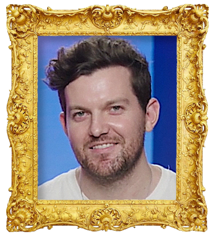 Headshot photo of Dillon Francis surrounded with an ornate golden frame.