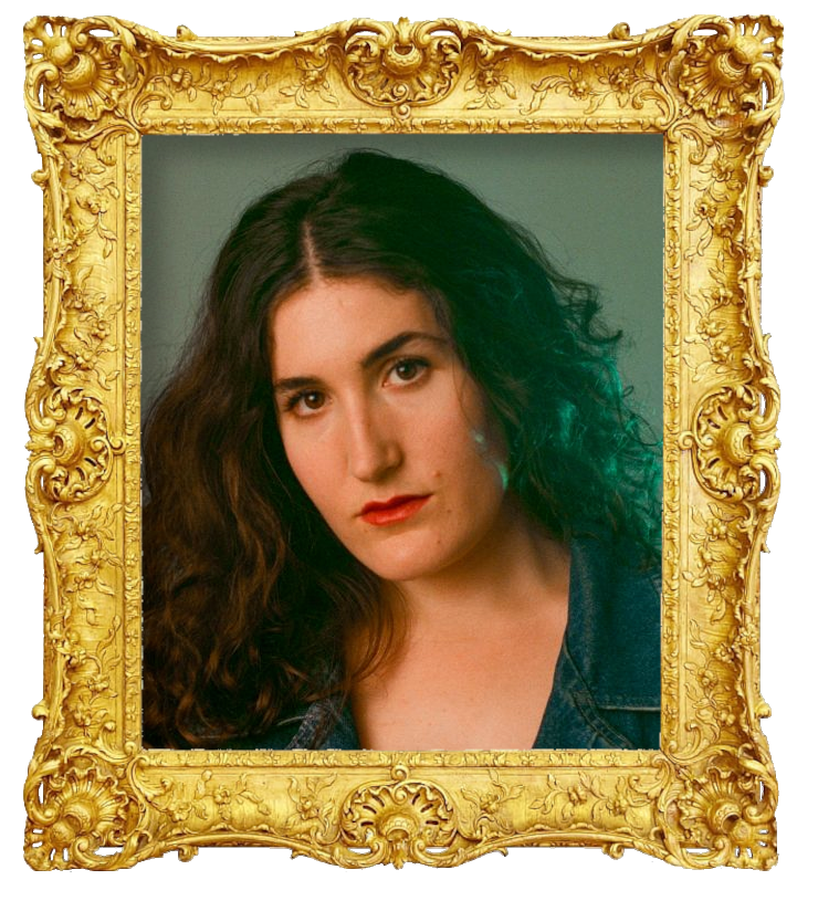 Headshot photo of Kate Berlant surrounded with an ornate golden frame.