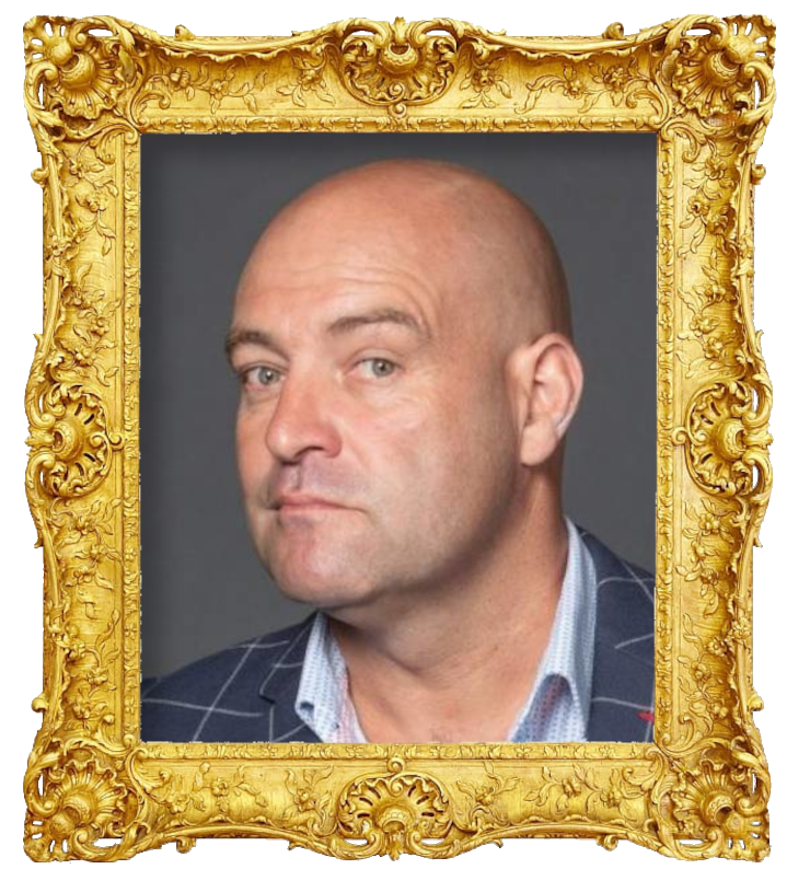 Headshot photo of Leigh Hart surrounded with an ornate golden frame.