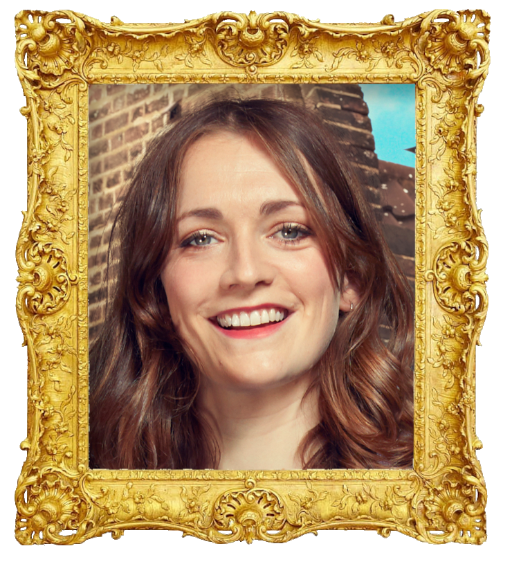 Headshot photo of Charlotte Ritchie surrounded with an ornate golden frame.