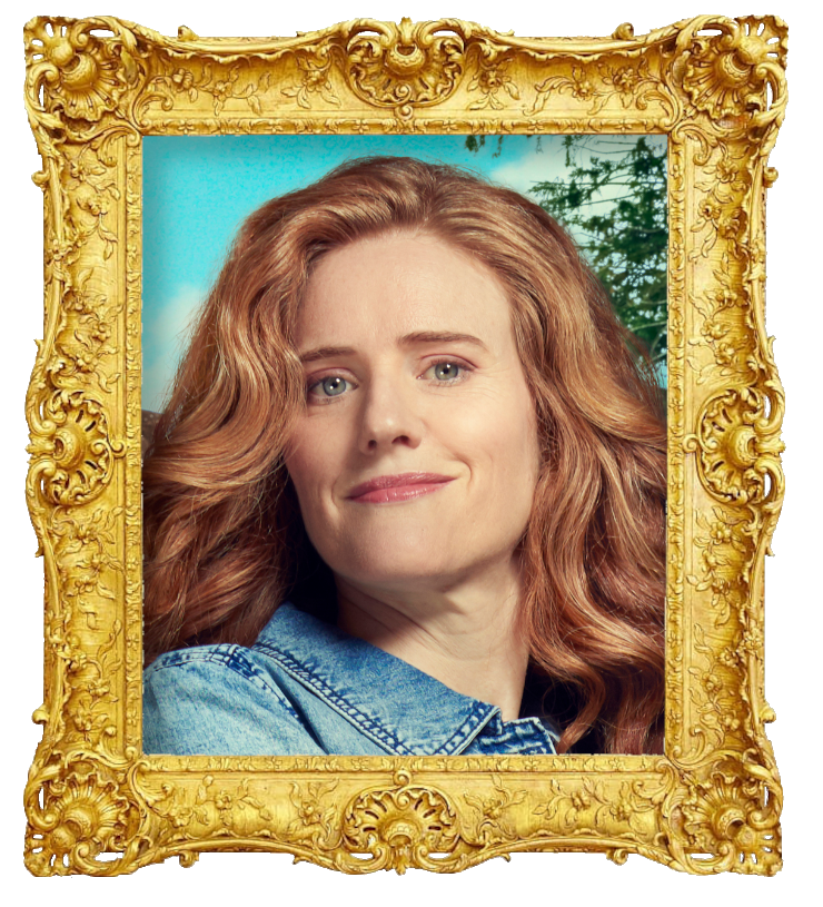 Headshot photo of Sarah Kendall surrounded with an ornate golden frame.