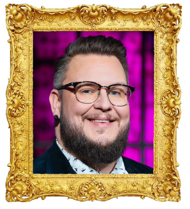 Headshot photo of Mikko Penttilä surrounded with an ornate golden frame.