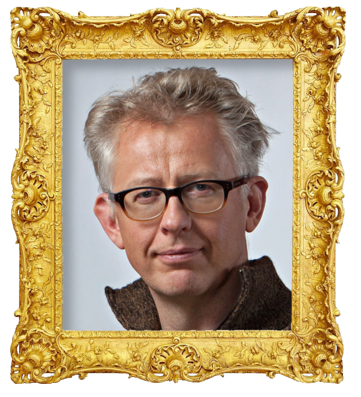 Headshot photo of Pekka Pouta surrounded with an ornate golden frame.