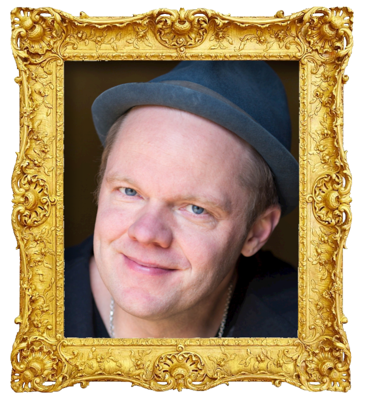 Headshot photo of Olof Wretling surrounded with an ornate golden frame.