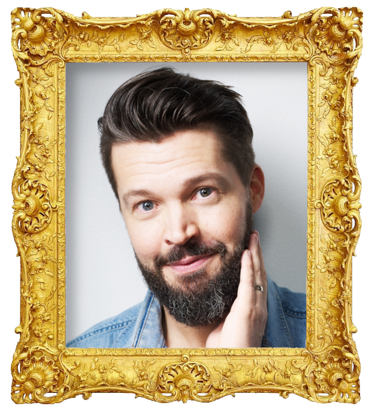 Headshot photo of Niklas Andersson surrounded with an ornate golden frame.