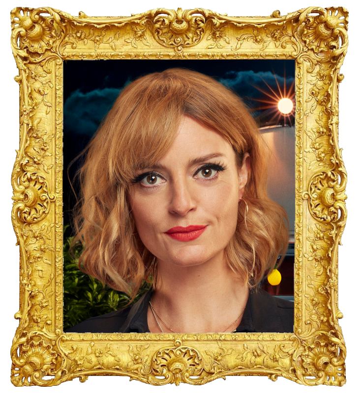 Headshot photo of Morgana Robinson surrounded with an ornate golden frame.