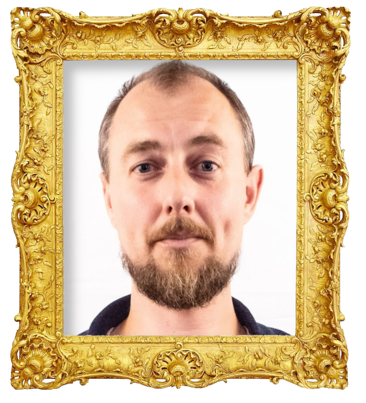 Headshot photo of Kasper Nielsen surrounded with an ornate golden frame.