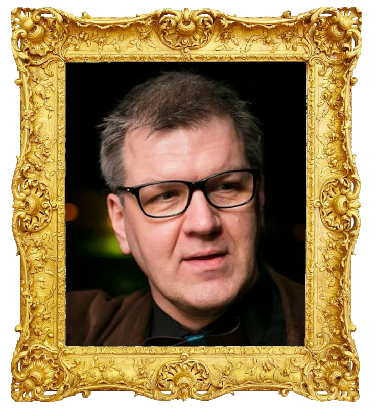 Headshot photo of Mait Lepik surrounded with an ornate golden frame.