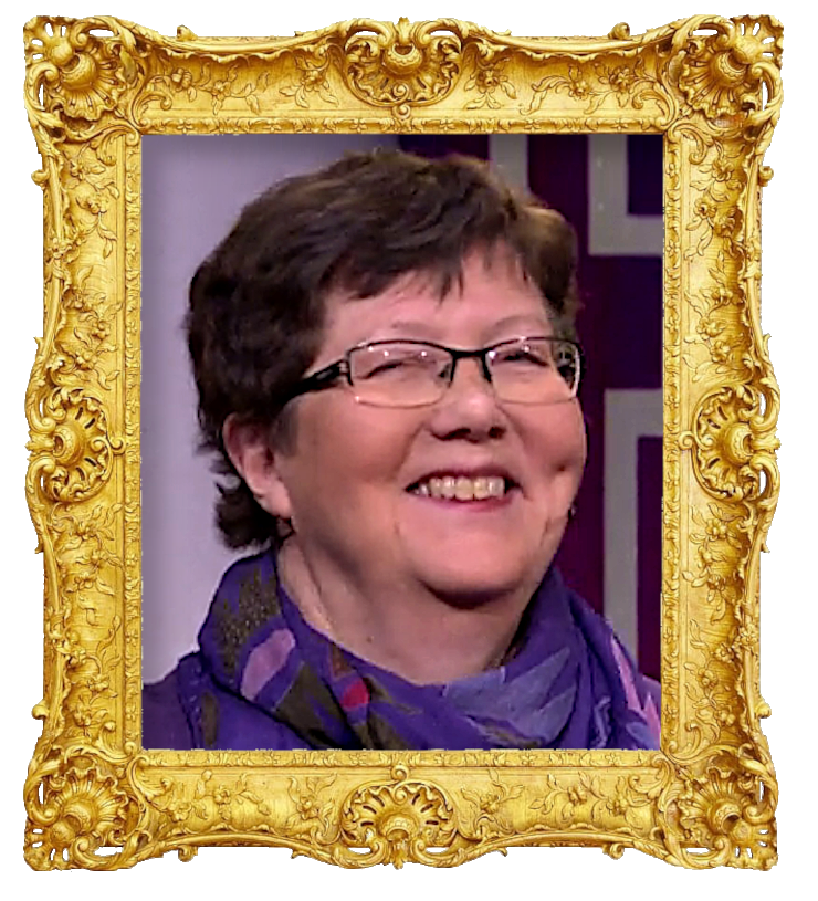 Headshot photo of Christina Sundin surrounded with an ornate golden frame.