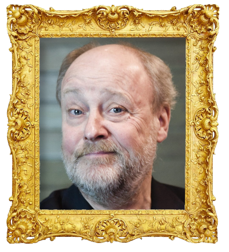 Headshot photo of Per Eggers surrounded with an ornate golden frame.