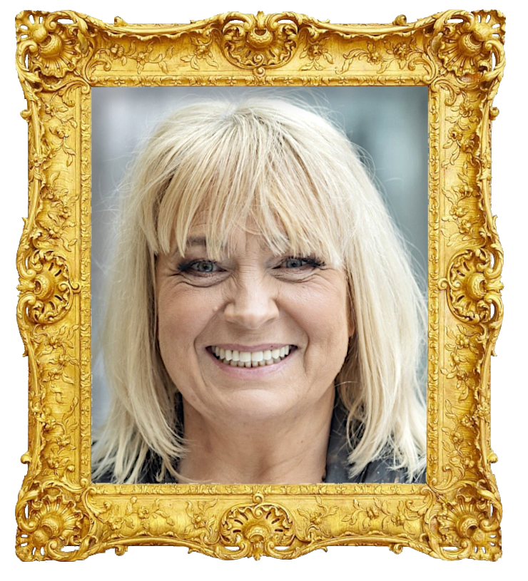 Headshot photo of Sussie Eriksson surrounded with an ornate golden frame.