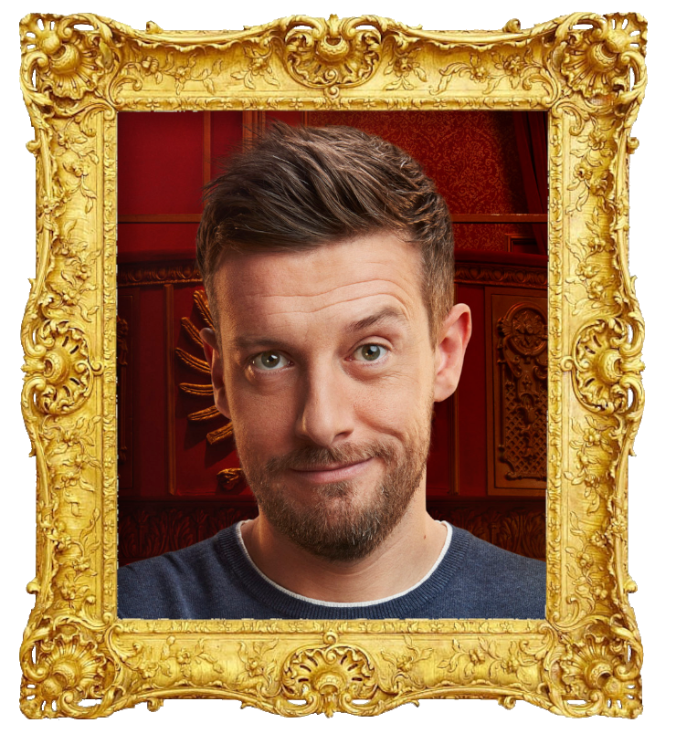 Headshot photo of Chris Ramsey surrounded with an ornate golden frame.